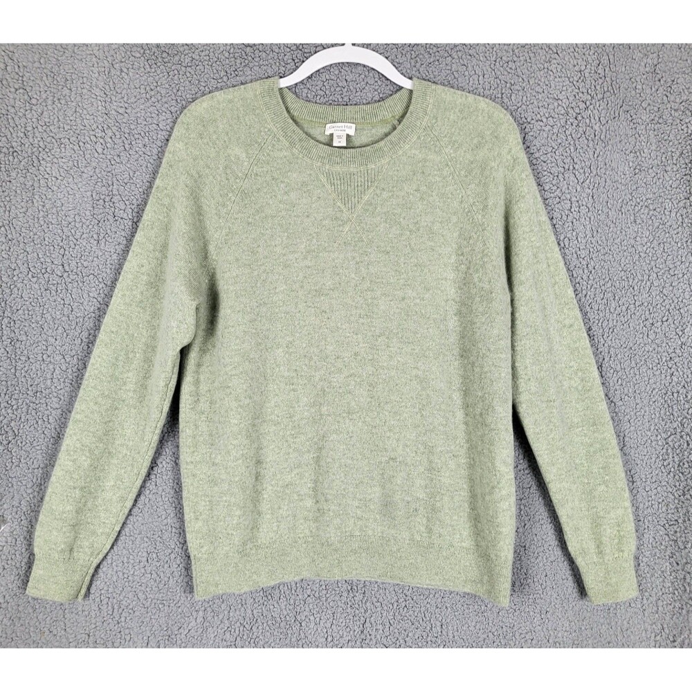 Garnet Hill 100% Cashmere Washable Sweatshirt Sweater Medium Soft Jade